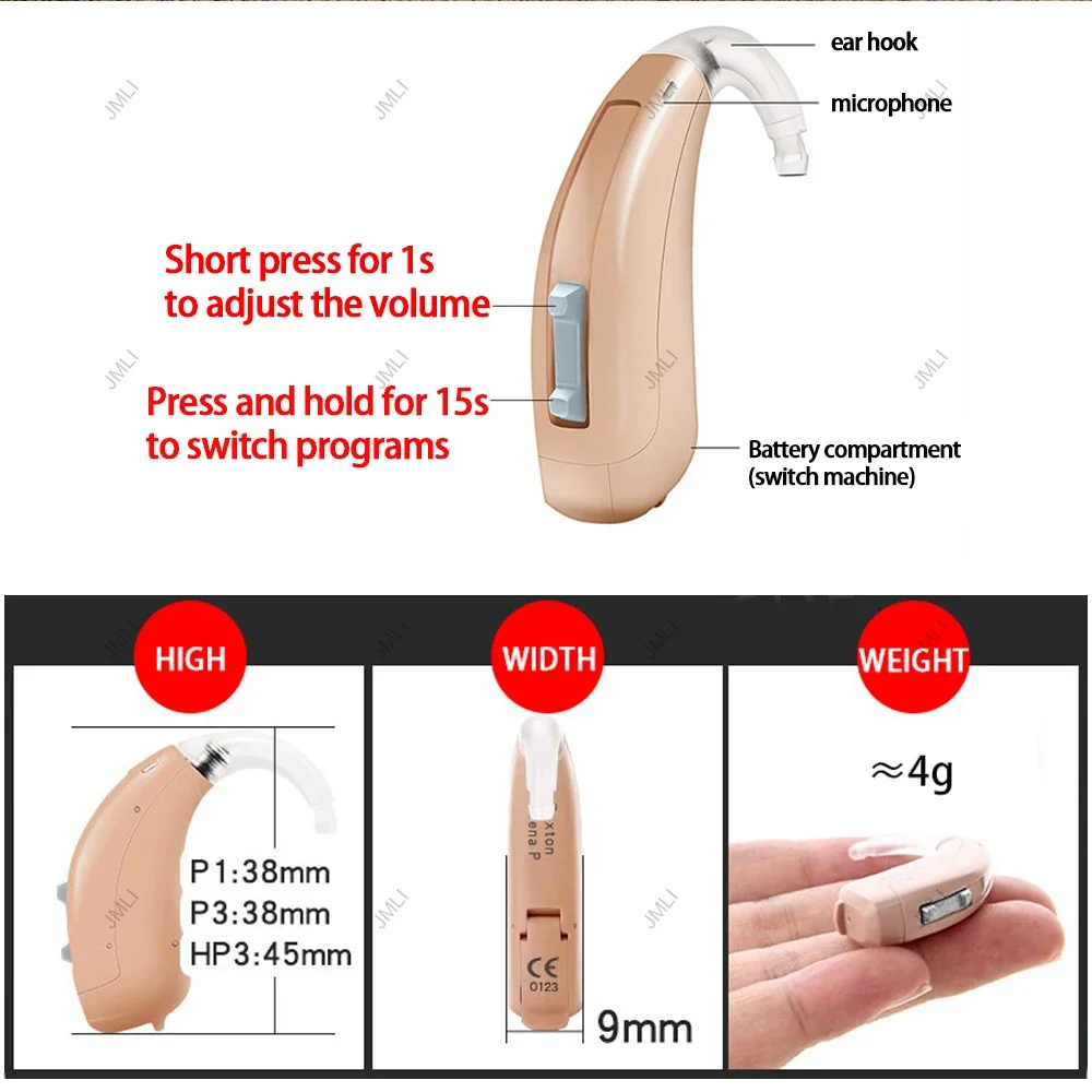 Rexton Hearing Aids 120dB High Power Digital Chip 4/6/8 Channel BTE Former Siemens Hearing Aid for Moderate to Severe Los