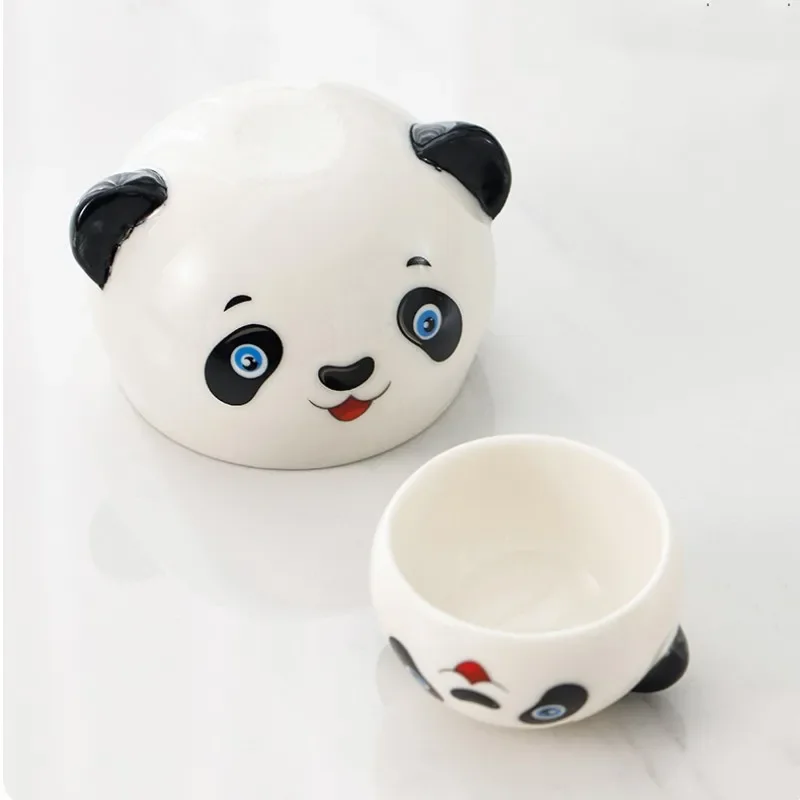 Cartoon Panda Ceramic Teaware Sets Portable Outdoor Travel Kung Fu Tea-making Tools Porcelain Pot and Cup Holiday Souvenir Gifts