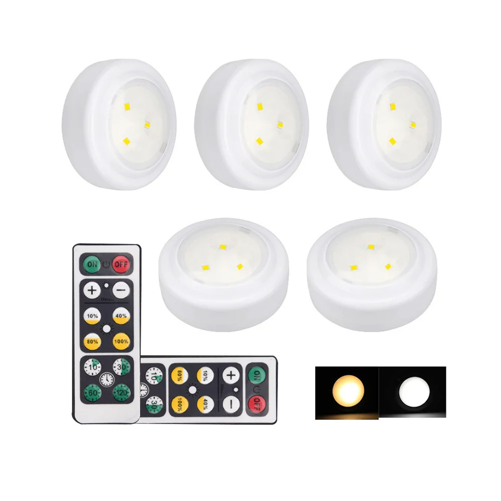 

3 Leds Under Cabinet Light 67MM Portable Indoor Night Lamp Remote Controller Timer for Study.Bedroom (Battery Powered)