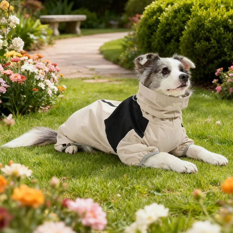 

Large Dog Raincoat Puppy Waterproof Windproof Rainproof Hooded Raincoat Medium Large Dog Labrador Retrievers Rain Jacket