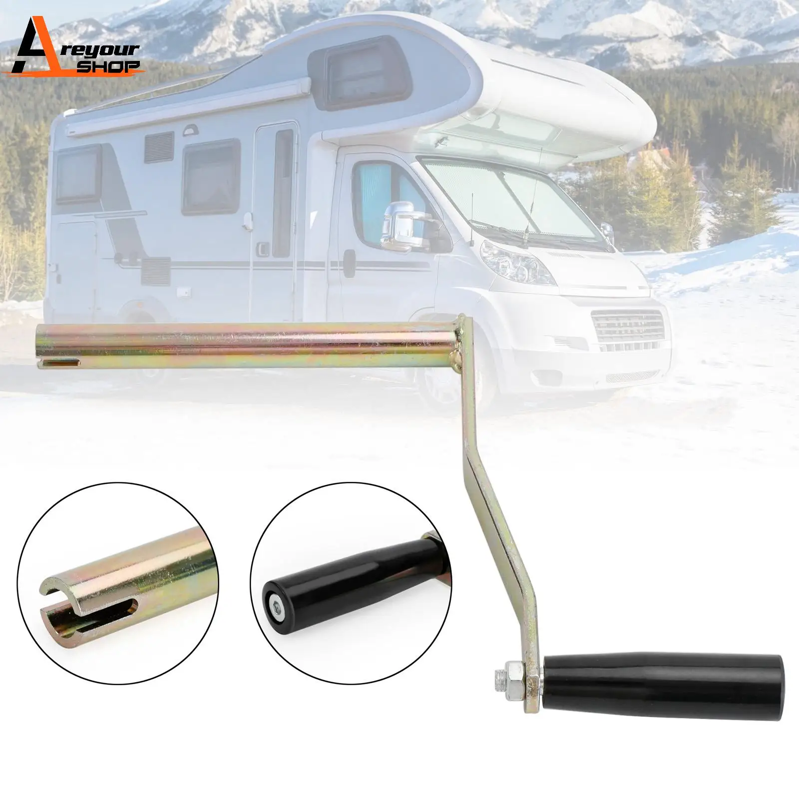 

Areyourshop Outdoor Tent Camper Crank Handle For RV Camper van Round Mouth