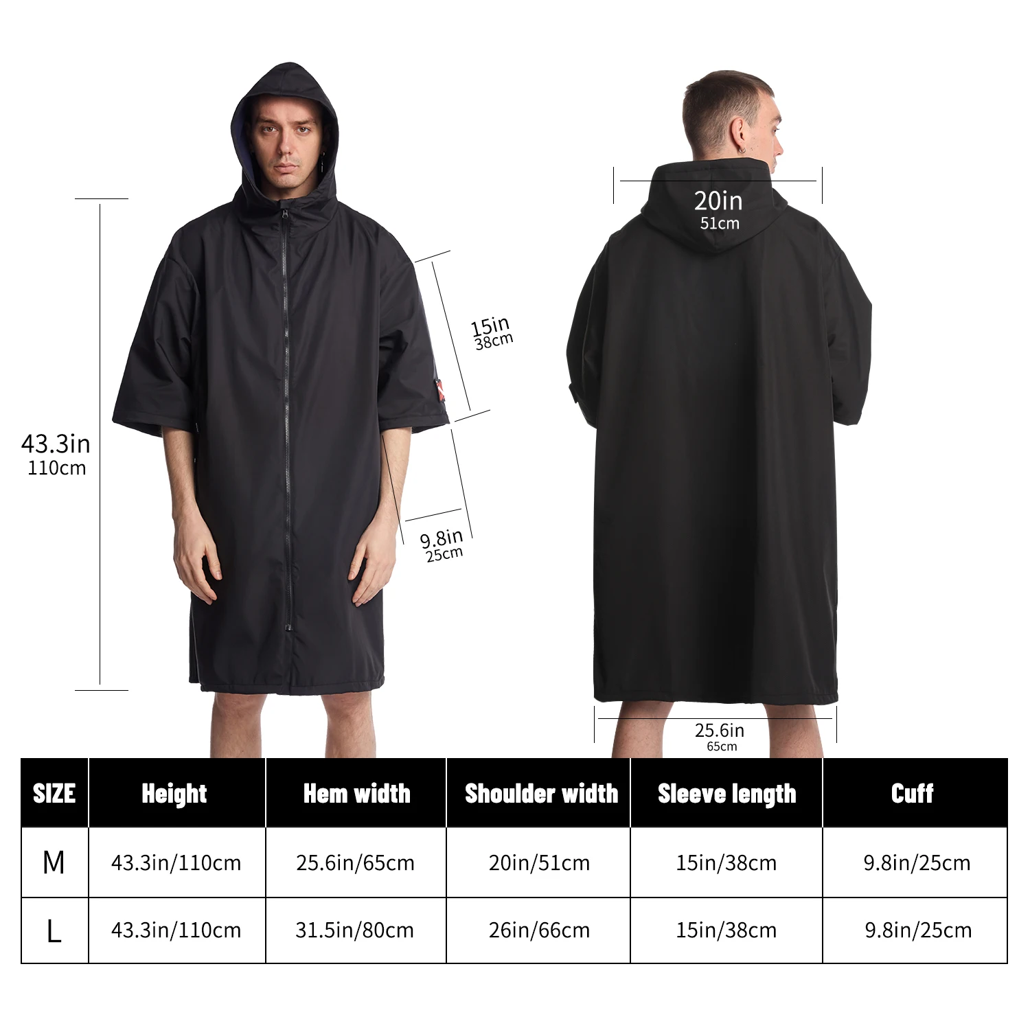 

Short Sleeve Hooded Waterproof Cape Changing Cape Windproof Quick Dry Swimming Surfing Climbing Warm Quick Dry Cape