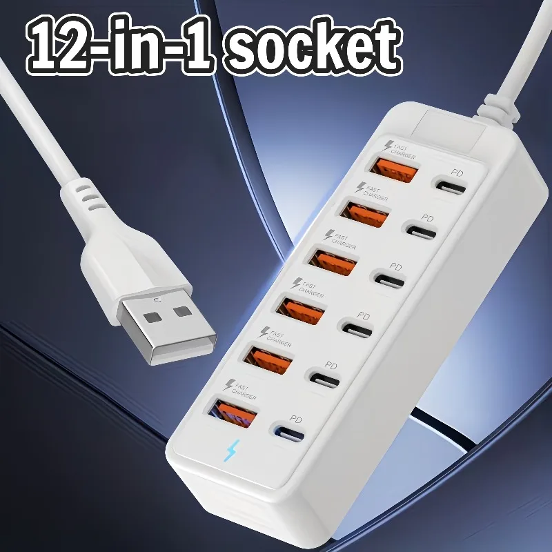 USB Multi Port Charger 12 Port Socket Panel,office Multifunctional Socket,suitable for Charging Mobile Phone,computer and Tablet