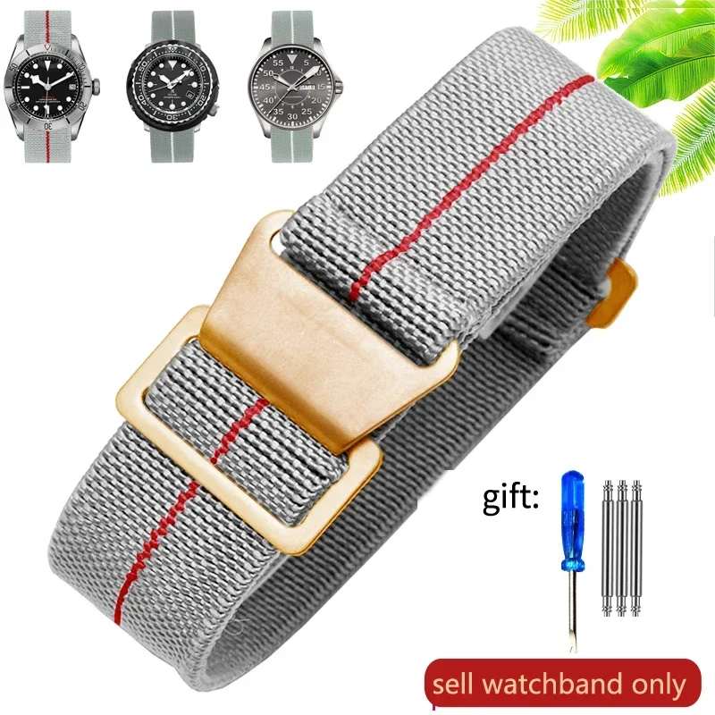 60er Jahre Französische Truppen Fallschirm elastisches Nylon-Armband Herren Universal SmartWatch Handgelenkband 20mm 21mm 22mm