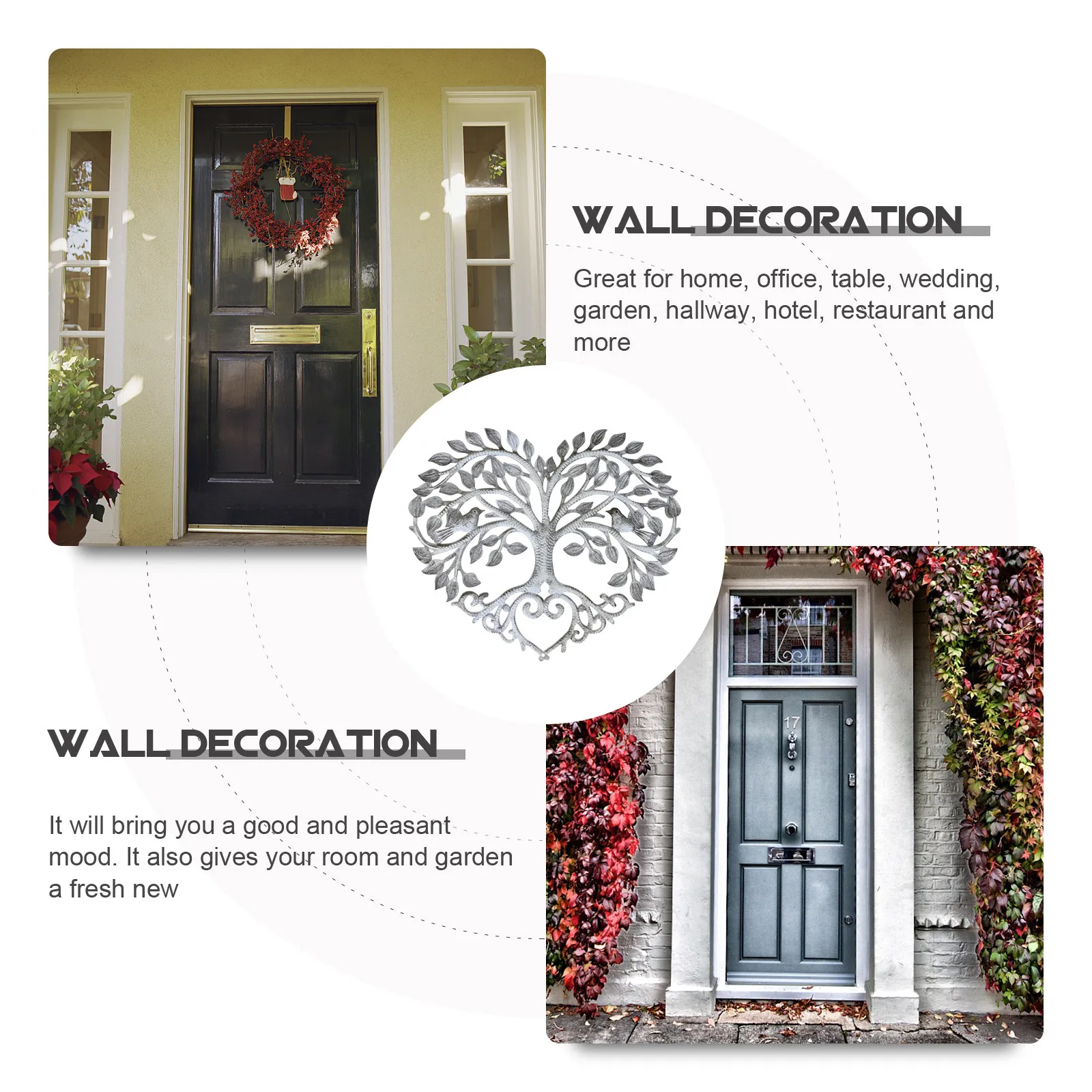 Metal Wall Art Sculpture Heart Shape Iron Hanging Decor for Home Garden Yard