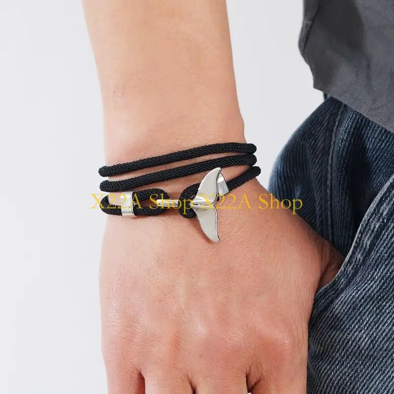 Unique Vintage Ocean Summer Bracelet Beach Mermaid-Whale Tail Bracelet Jewelry Gift for Women Adjustable Nylon Bracelet