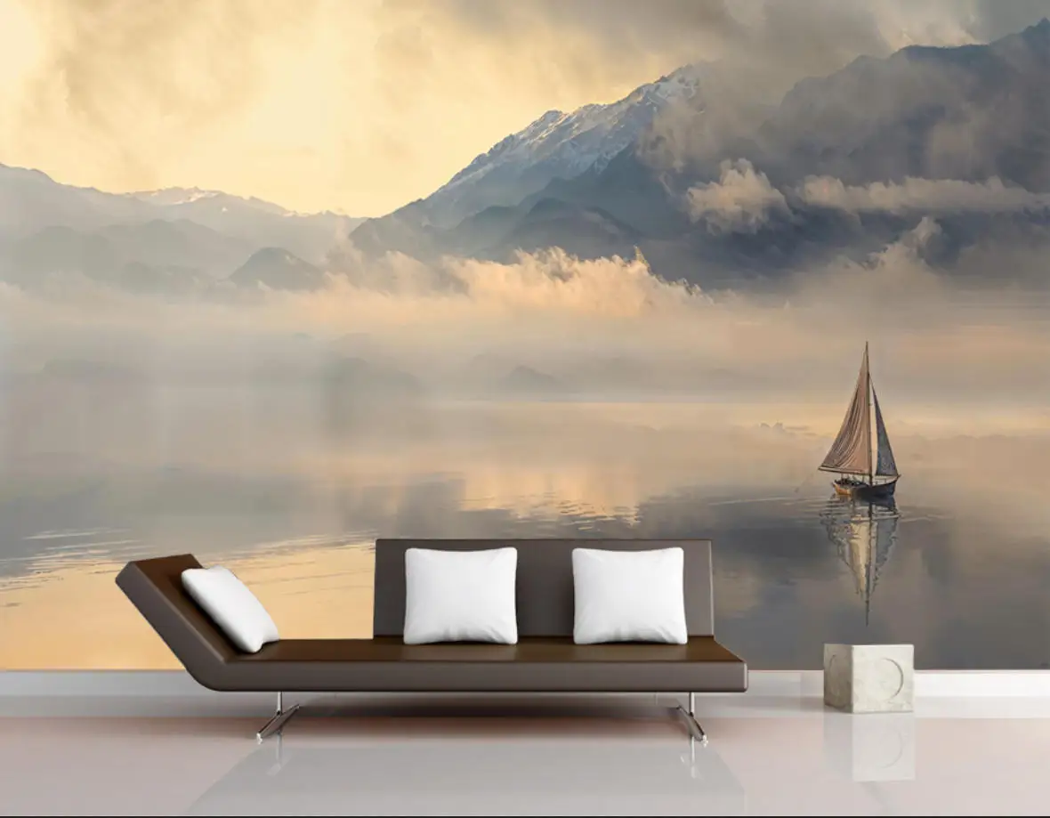custom New Chinese wallpaper mural Luxury Atmosphere Mood Ink Landscape study living room  background wall decoration wallpaper