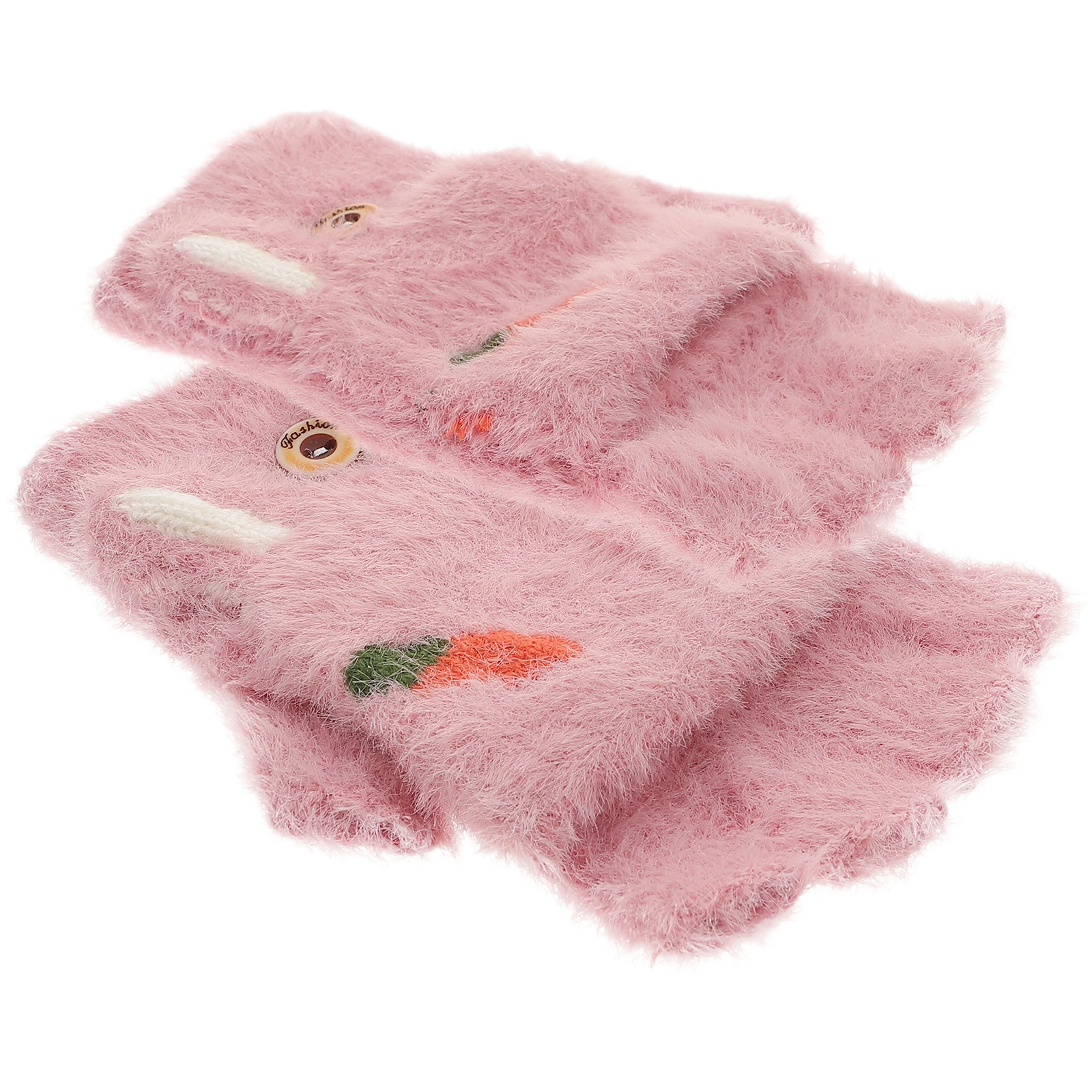 

Winter Warm Gloves Imitation Finger Cover Hands Women Men Thickened Cartoon Carrot Keeping Warm Half Finger Durable