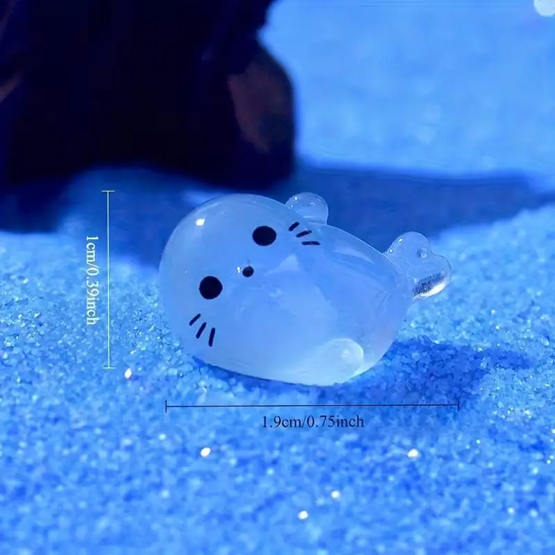 10pcs Luminous Mini Seal Resin Ornament - Creative Gift for Desktop Home Decoration - Random Shaped, Cute Cartoon Glowing