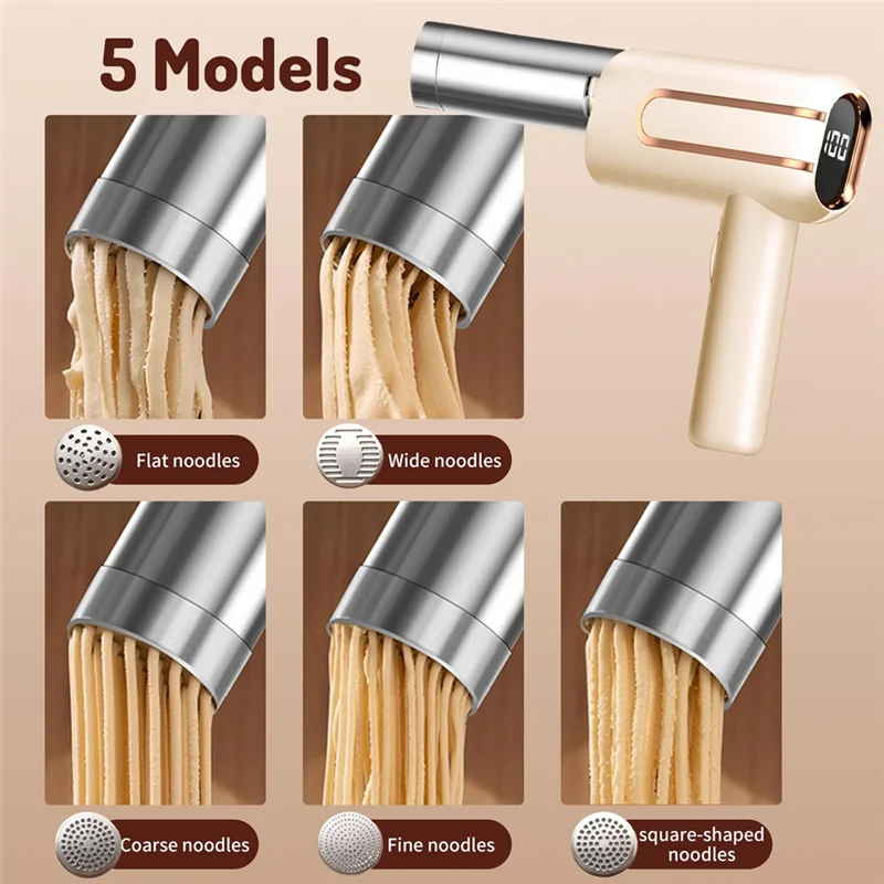 ماكينة صنع المكرونة الكهربائية المحمولة باليد من ABRG مع شاشة عرض على مستوى البطارية