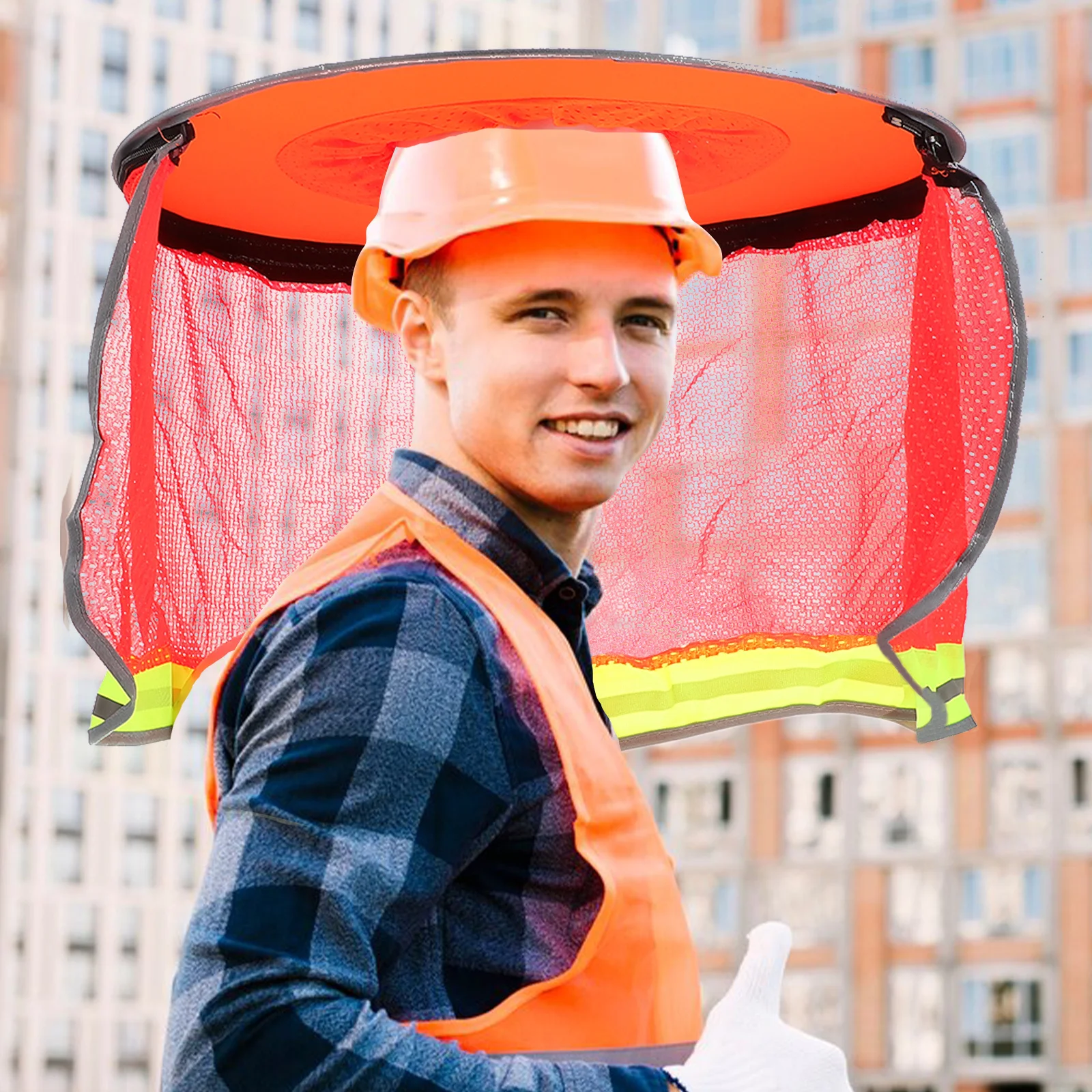 

1pcs Hard Hat Brim Shade Sun Protective Wide Visor Uv Resistant Neck Cover Breathable Full Brim Construction Work Cap Safety