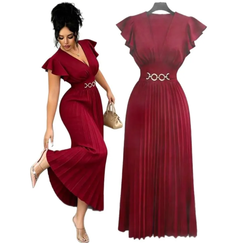 New V-neck Ruffle Edge Sleeves Solid - Image 5