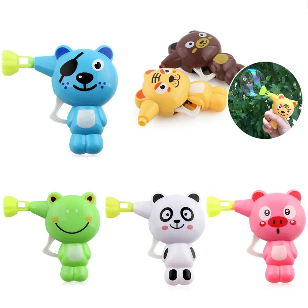 1 Pc Cartoon Animal Bubble Manual Machine Blowing Bubbles Cute Tiger Frog Panda Bear PVC Model Outdoor Sports Kid Gift Toy