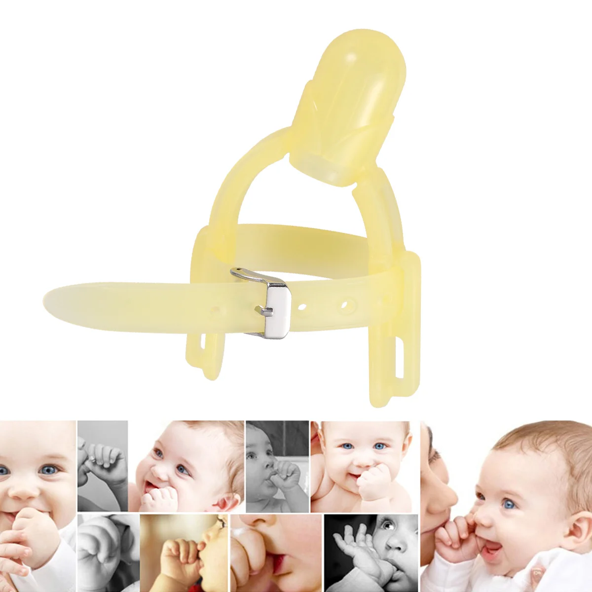 

Baby Finger Protector Anti-Bite Forefinger Cover Food Grade Silicone Teether For Infant Toddlers Light Yellow