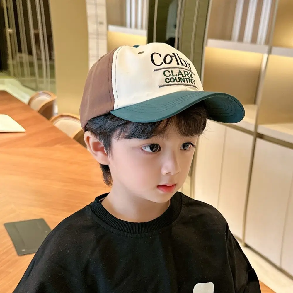 Fashion Letter Kids Baseball Hat Color Block Children Peaked Cap Cotton Casual Baby Outdoor Sun Visors Boy Girl Duck Tongue Caps