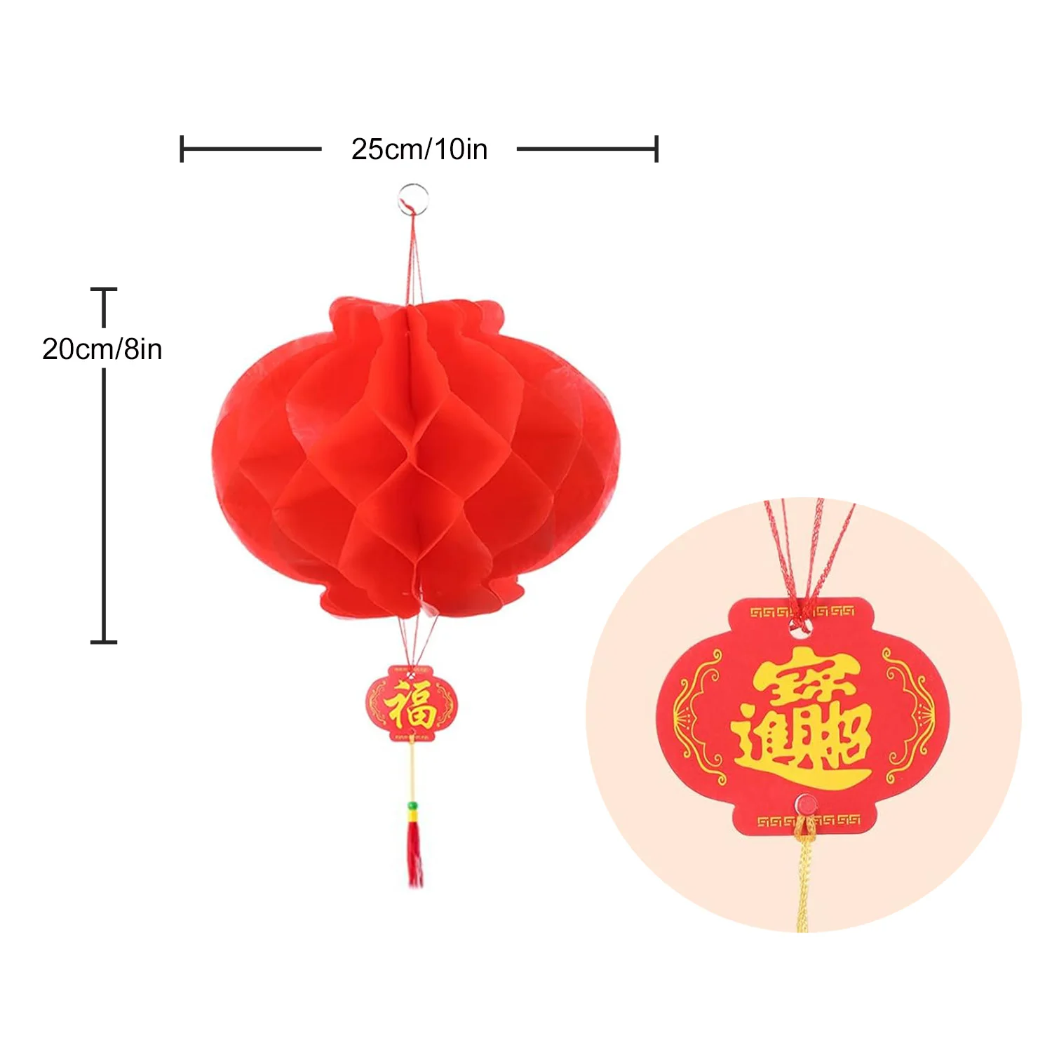 10inch Chinese Red Paper Lantern Lamps Festival Decorations for New Year, Spring Festival, Wedding and Restaurant