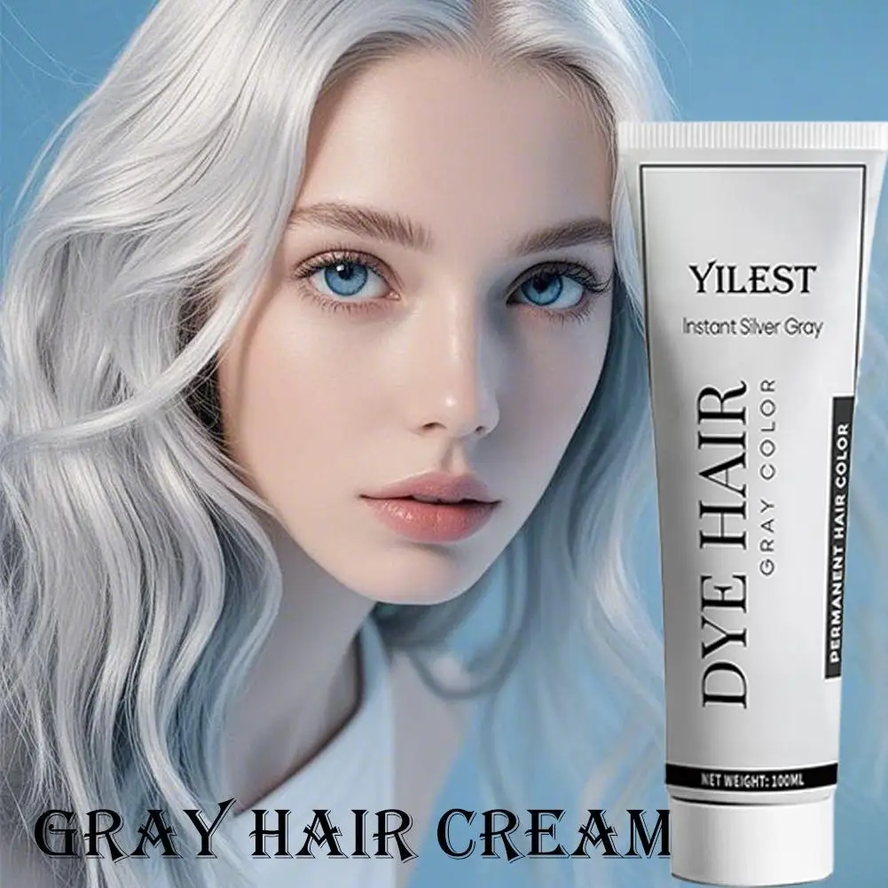 

Крем-краска для седых волос Серебристо-серая краска для волос Натуральная краска для волос Крем-краска для моющегося лечения Вседневная краска для фиксации Прическа своими руками