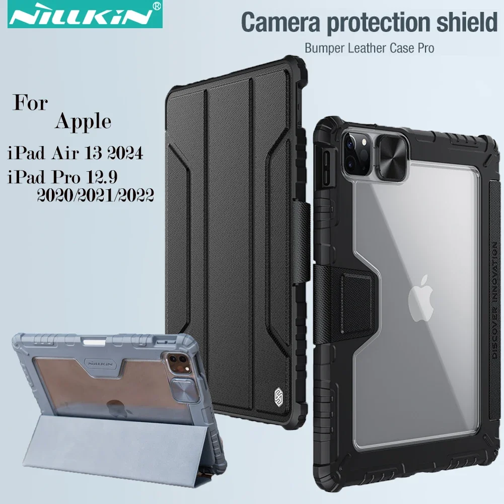 

Nillkin for iPad Pro 12.9 20/21/22 / iPad Air 13 2024 Bumper Pro Leather Case Slide Camera Protection Shield Smart Flip Cove