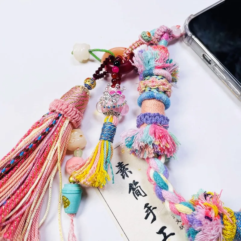 Pure hand-woven rope Tibetan mobile phone chain pendant Mobile phone side lanyard Mobile phone chain pendant