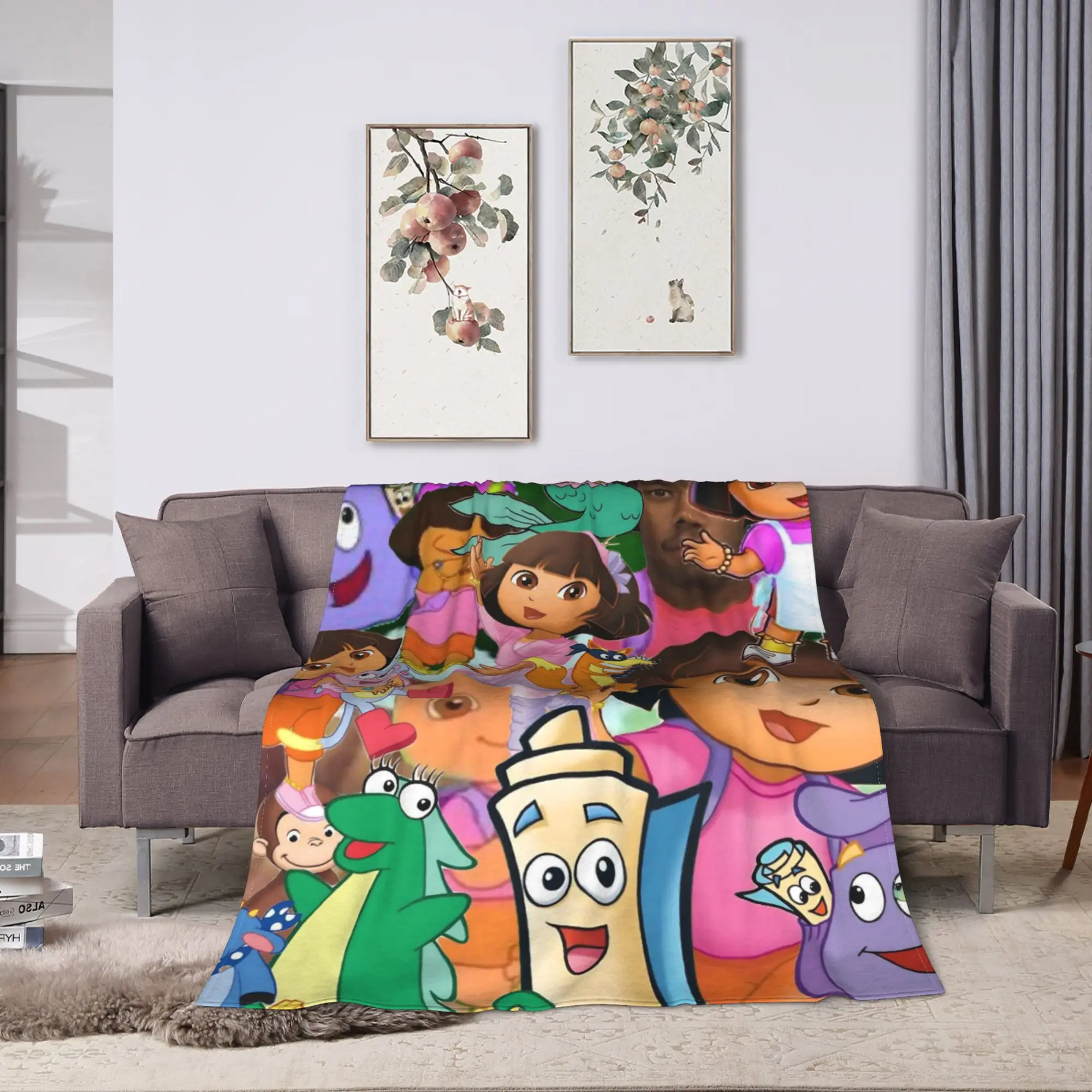 D-Doras The Explorer Warm Soft Blanket  Picnic Plush Throw Blanket Aesthetic Outdoor Flannel Bedspread Sofa Bed Cover