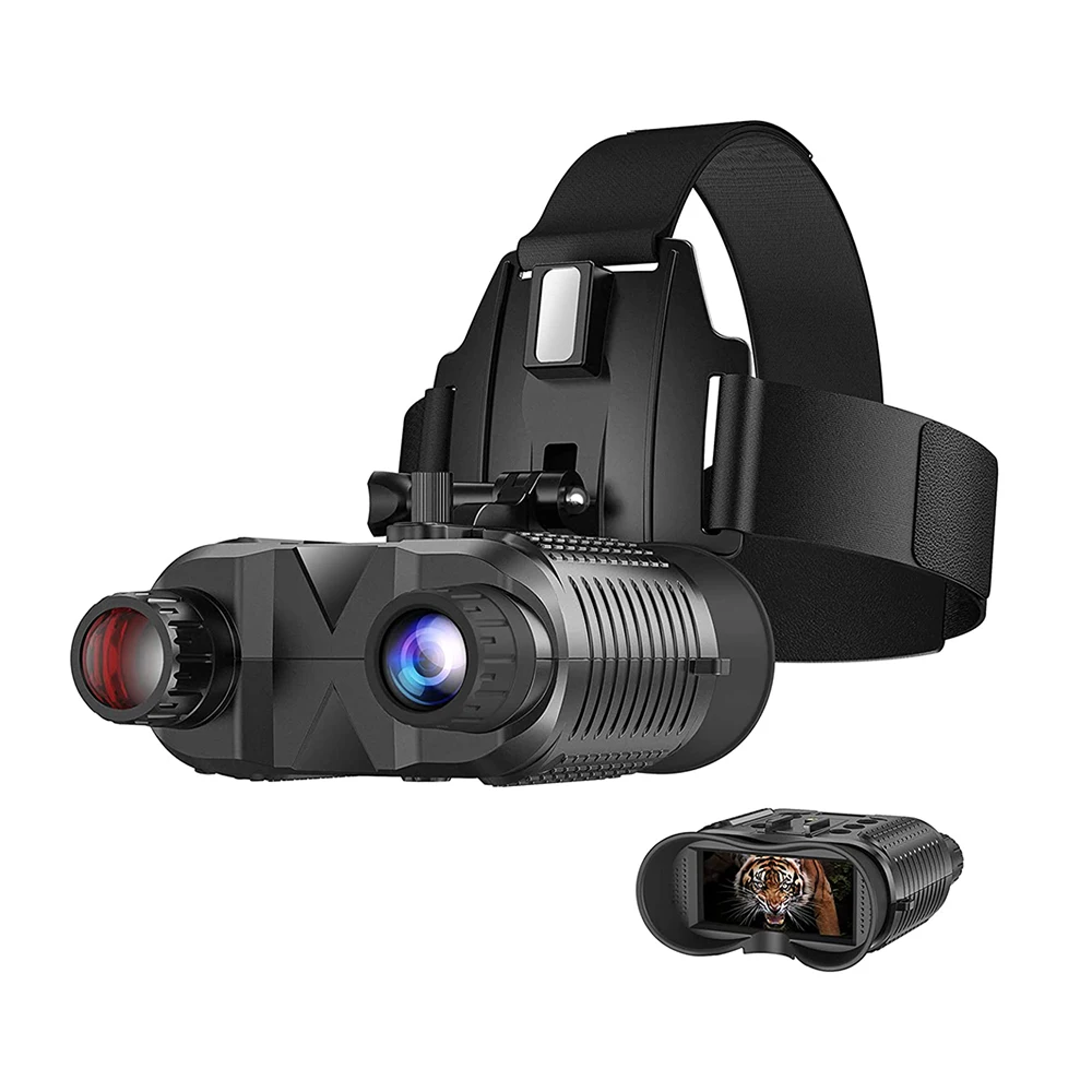 Head Strap Mounted HD Digital Night Vision Binocular for Hunting in Full Dark Infrared Goggles Extra Wide FOV 1080P Video Camera