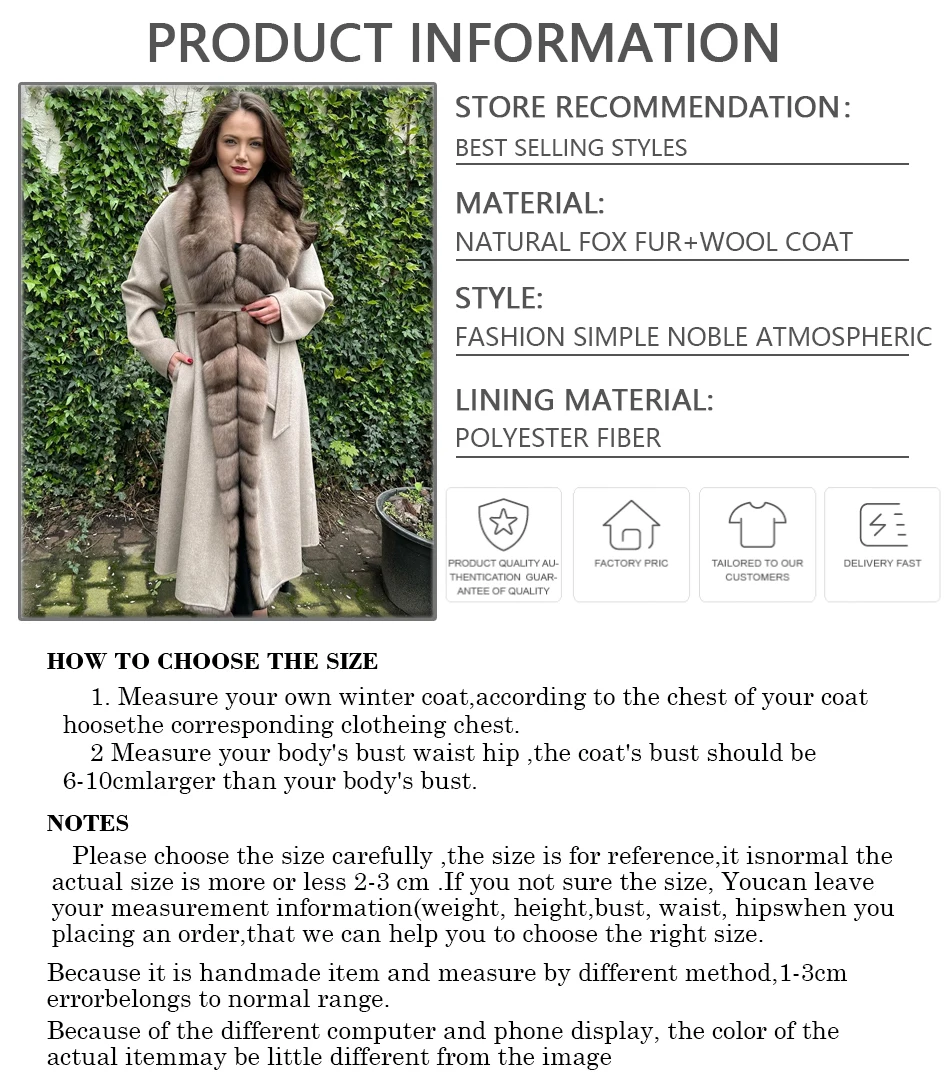 Damen Winter Woll mantel mit Pelz Natur fuchs Pelzmantel lange Kaschmir Strickjacke Luxus Bestseller