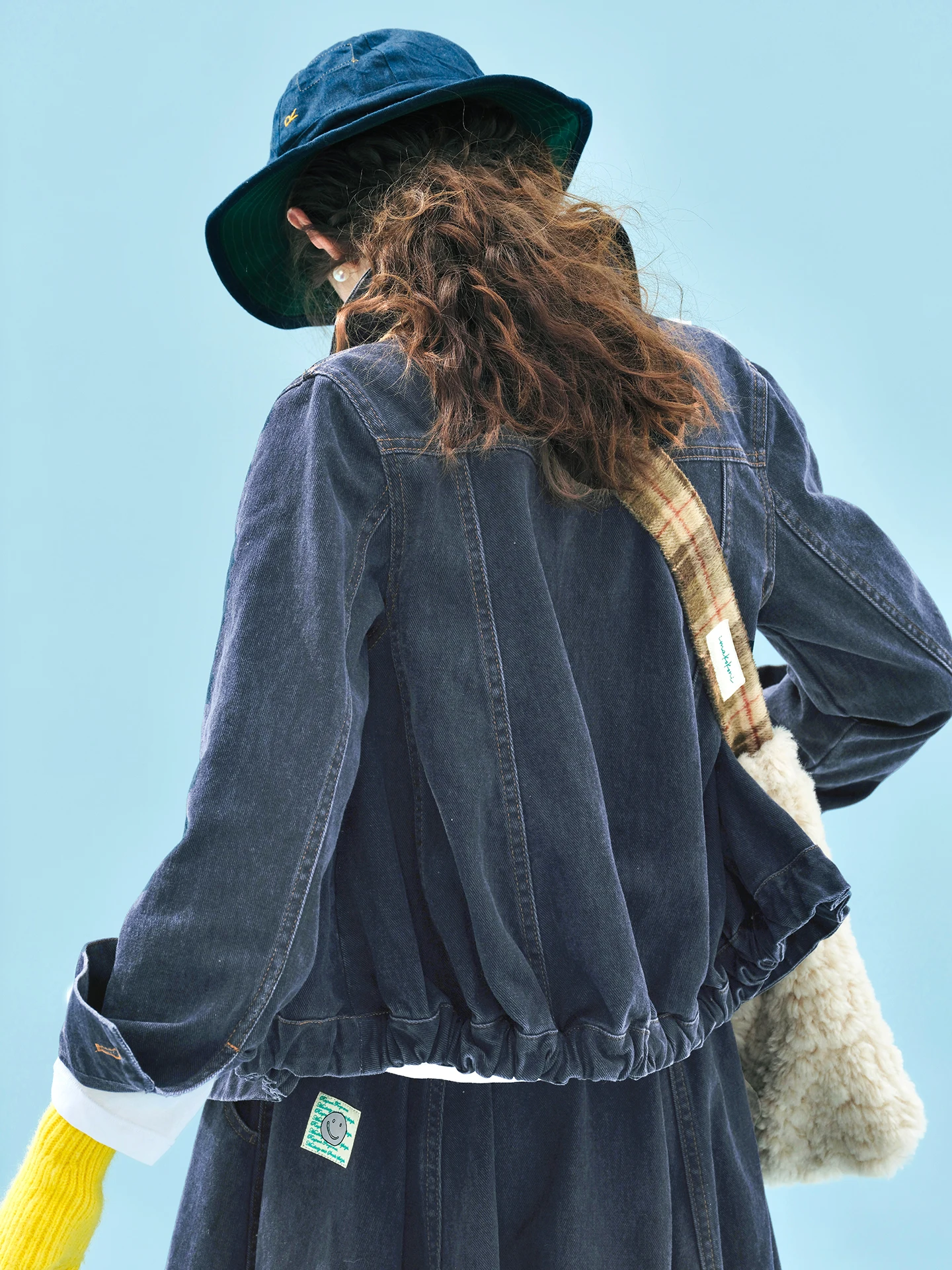 Dark Blue Cropped Denim Jacket unique and versatile Daily OutingsStylish & Eye - catching 255207