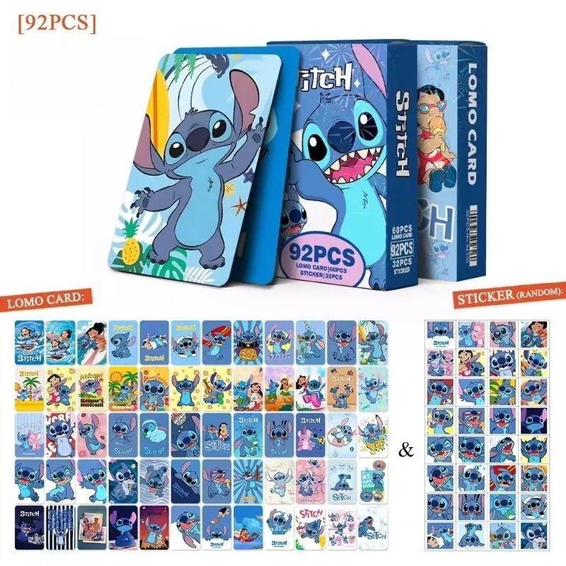 

92pcs Disney Stitch Laser Card Cartoon Anime Cute Greeting Card Girl Fashion Collect Cards Toys Kawaii Holiday Gifts