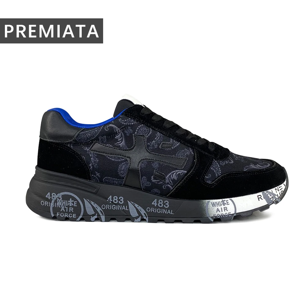 

PREMIATA Men's Retro Niche Simple Comfortable Breathable Casual Sneakers Trendy All-match Classic Black Low-top Running Shoes