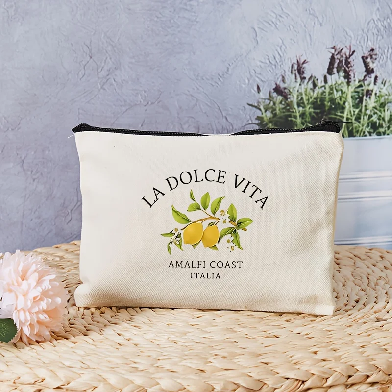 

Стильная белая дорожная косметичка La Dolce Vita с молнией, легкая сумка-органайзер для путешествий по побережью Амальфи, Италия