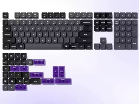 Low Profile keycaps Set Double Shot PBT keycaps 60 75 100 Percent Grey/Black/Purple Custom Keyboard Key caps for Most MX Switche