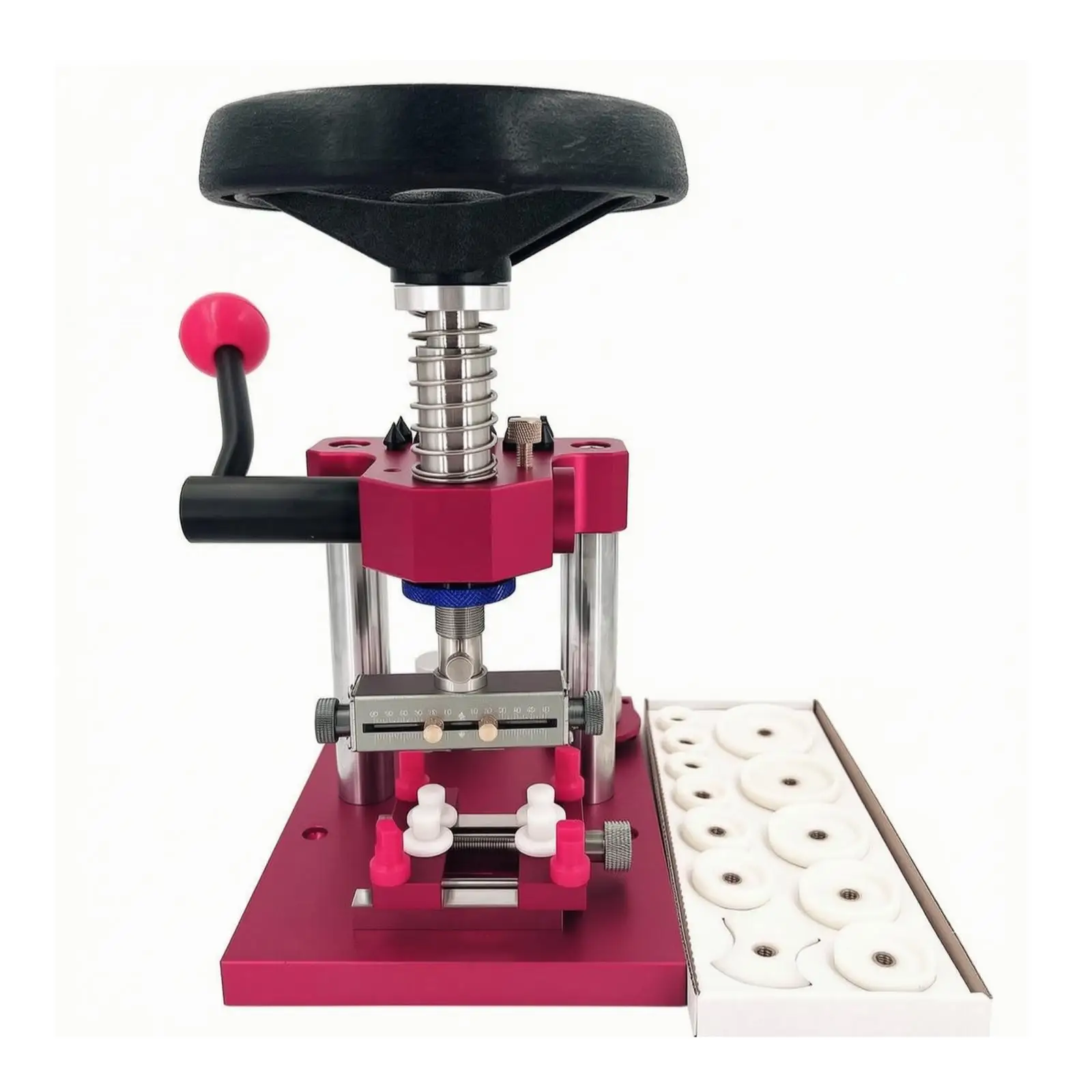 Watch Repair Tool Set with Stable Rose Base and Central Screw Column for Watch Case Service