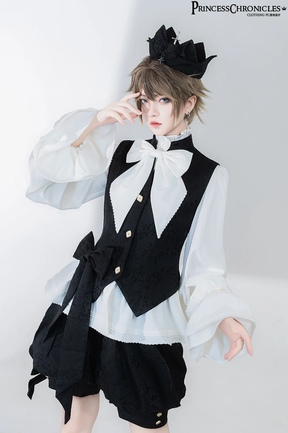 Ouji Lolita Blouse Long Sleeve White Shirt Retro Cool Prince Blouse by Princess Chronicles~Rabbit in Moonlight 2.0 Pre-order