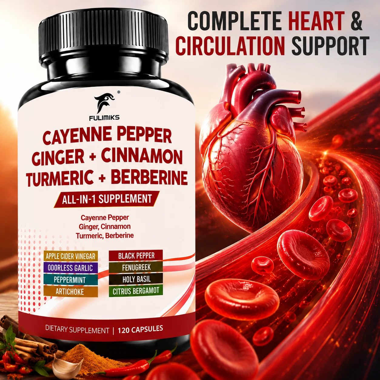 Berberine Hcl Capsule - Cayenne Pepper Supplement with Ceylon Cinnamon,