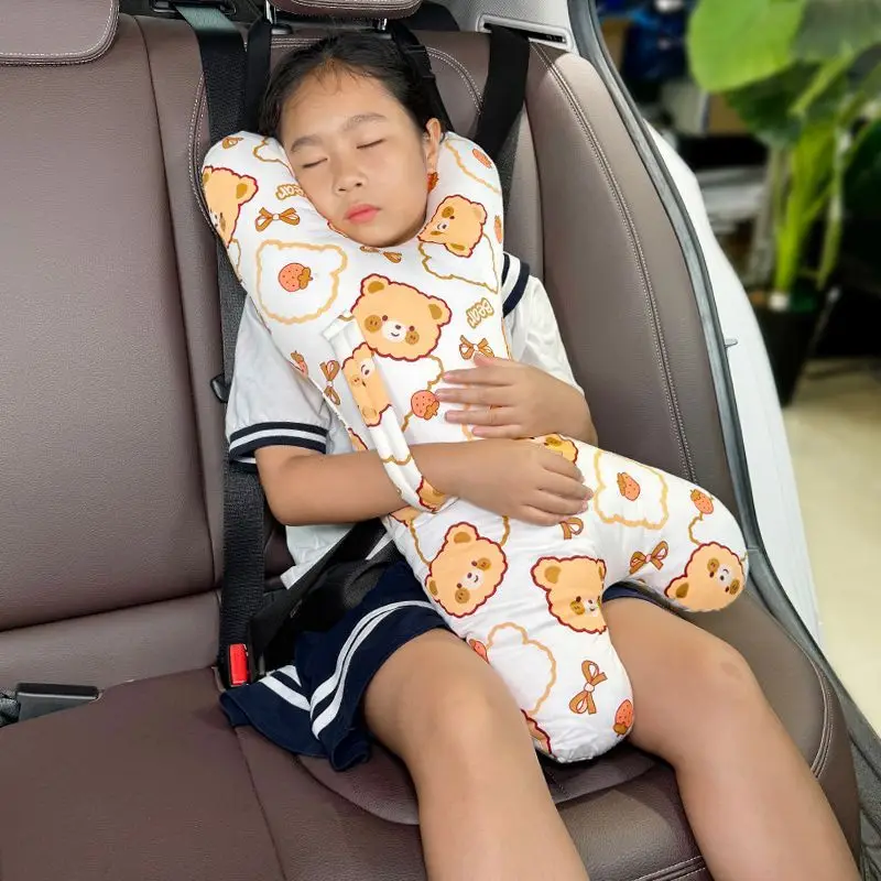 Cute K-Shape Kids Travel Safety Pillow Car Seat Neck Pillow Car Sleep Long Distance Travel Pillow Head Pillow Support Kids Adult