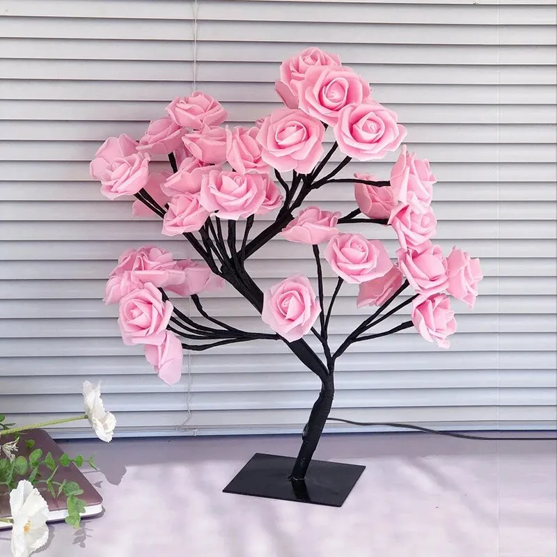 Rose Tree Lamp, USB Powered LED Light Flower Night Light for Home Decoration Outdoor Parties Weddings Gift