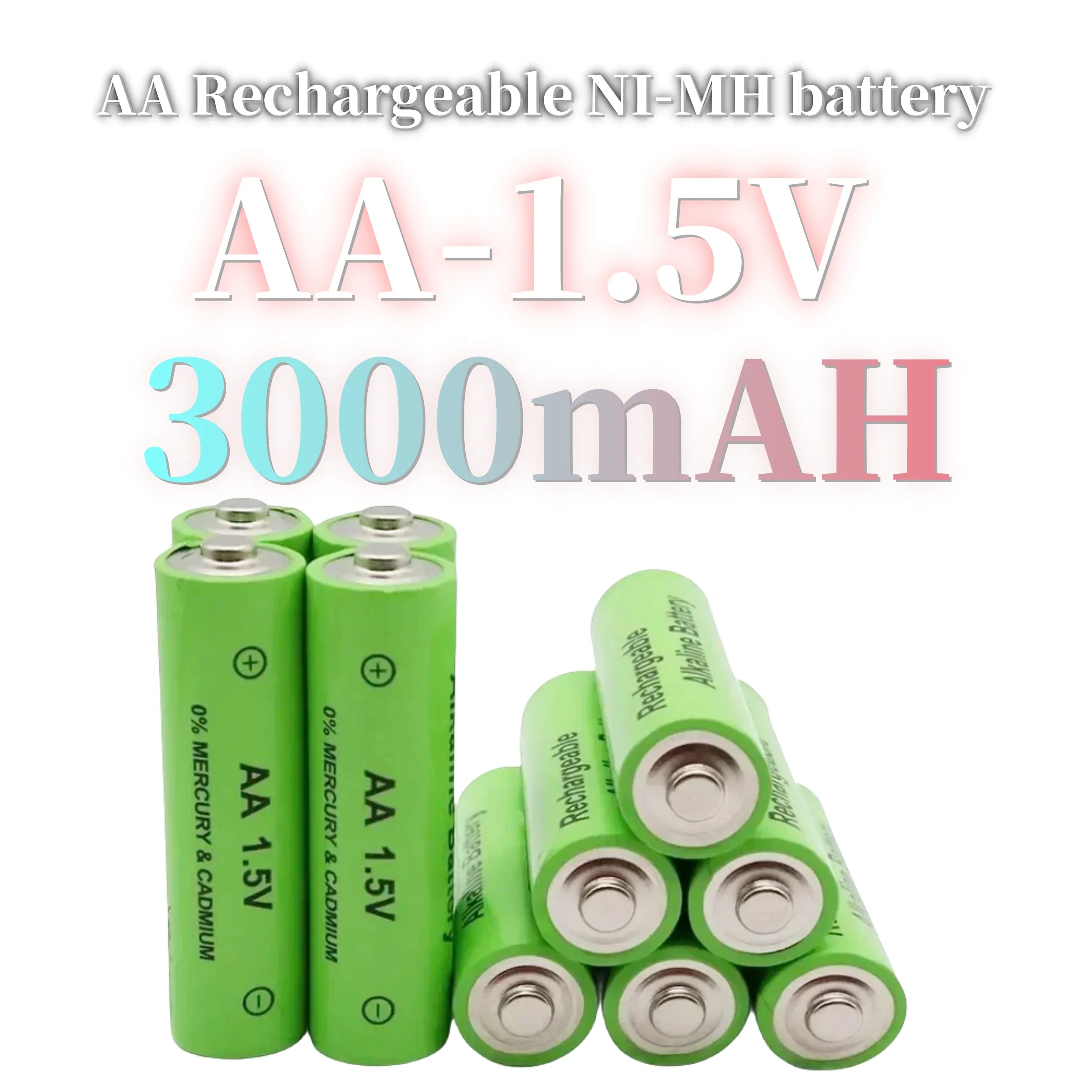 NEW AA Battery 3000 MAh Rechargeable Battery NI-MH 1.5 V AA Battery for Clocks, Mice, Computers, Toys Etc.