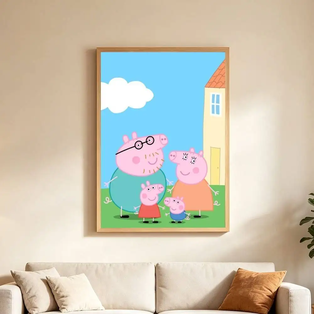 Peppa Pig C-Cartoon P-Pink Poster High Quality Dorm Living Room Aesthetic Wall Decoration Painting Stickers Gift view 4