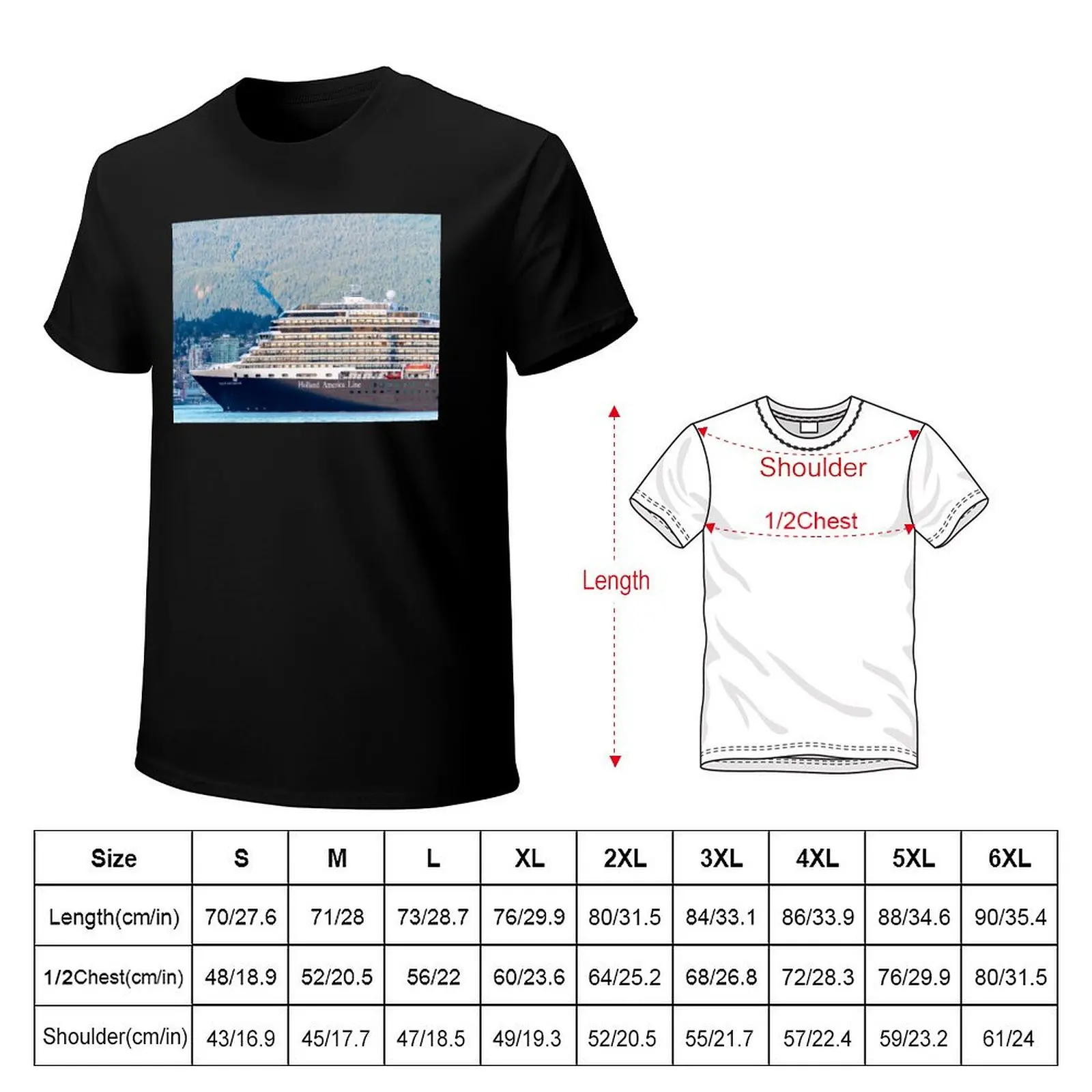 Holland America Nieuw Amsterdam Cruise Ship in Vancouver T-Shirt Fashion Letter Print T-Shirt view 2