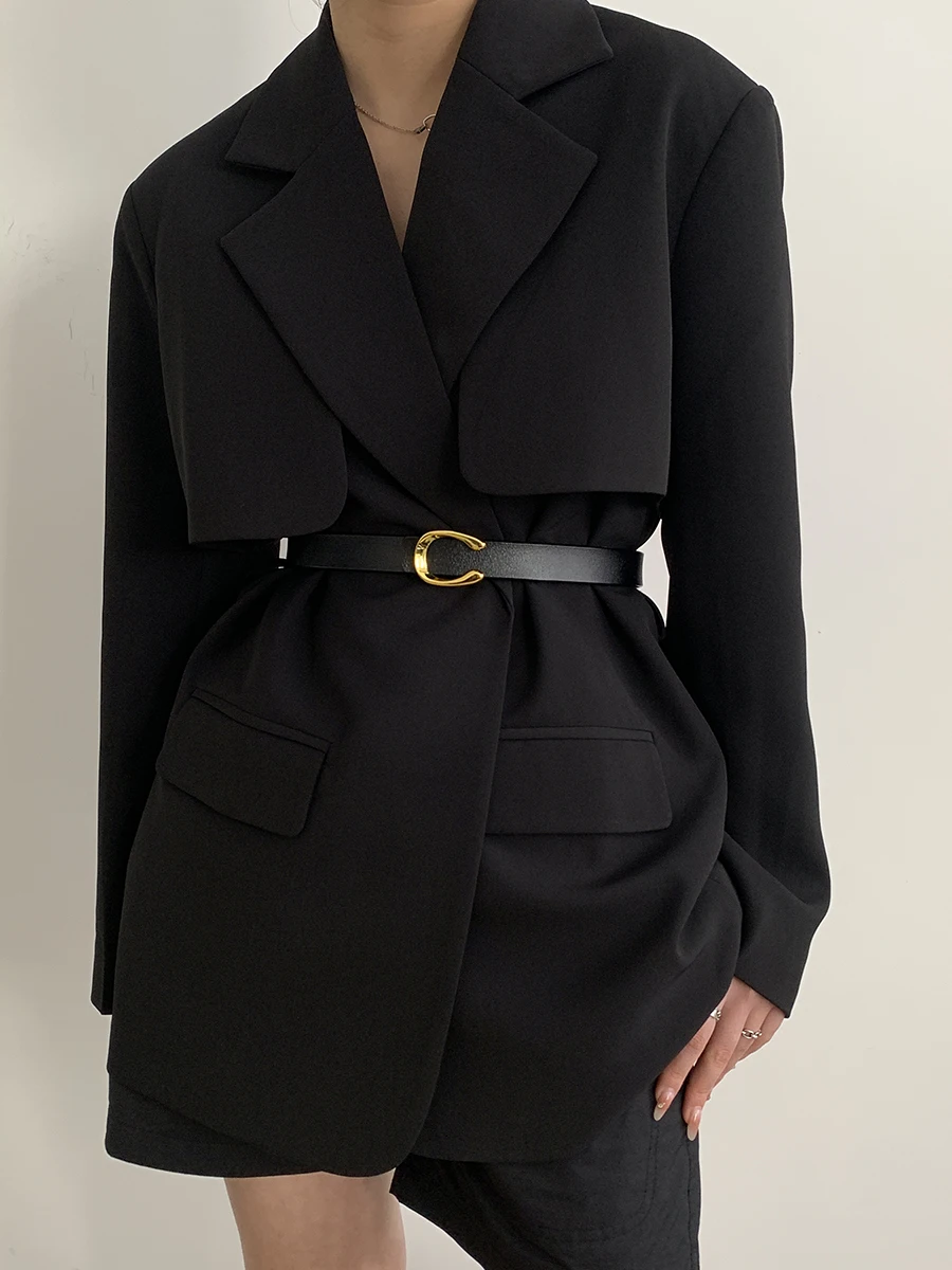 Leather Belt Women 2024 New High-End Black Decoration Simple And Versatile Leather Ins With Jeans Waist Width