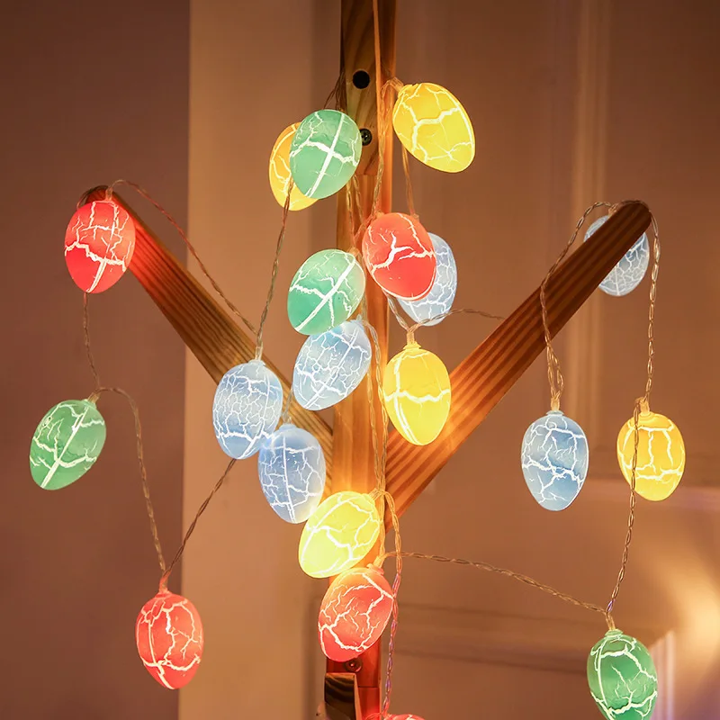Easter Colorful Crack Eggs Light Strings Pastel Lights for Easter Party Indoor Decor Egg Shaped Lantern String Bunny Easter Deco