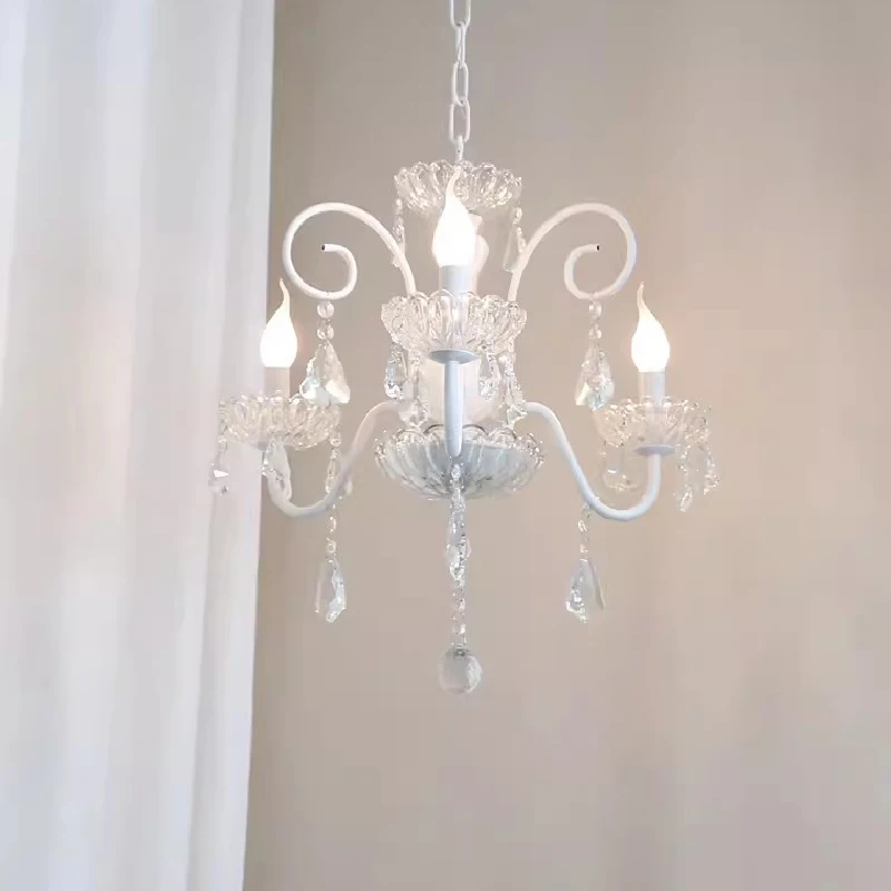 Imagem -05 - Lustres Led de Cristal Branco para Meninas Lâmpadas Quentes Modernas Princesa Romântica Quarto Quarto das Crianças Sala de Estar Quarto