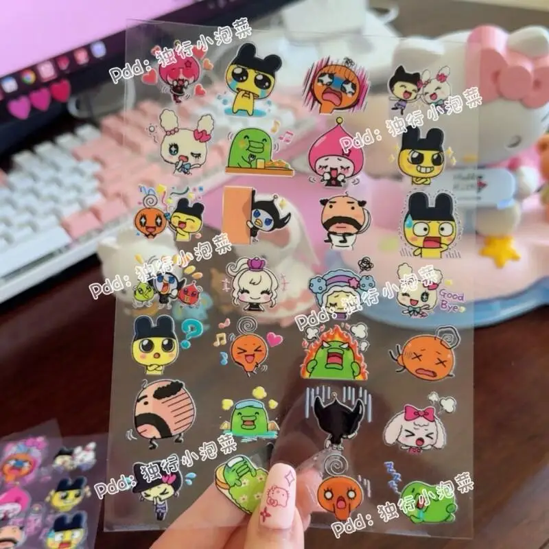 Cartoon Japanese Anime Image Tamagotchi Mametchi 3D Transfer Printing Sticker Waterproof Sticker Journal Diary Diy Decorations