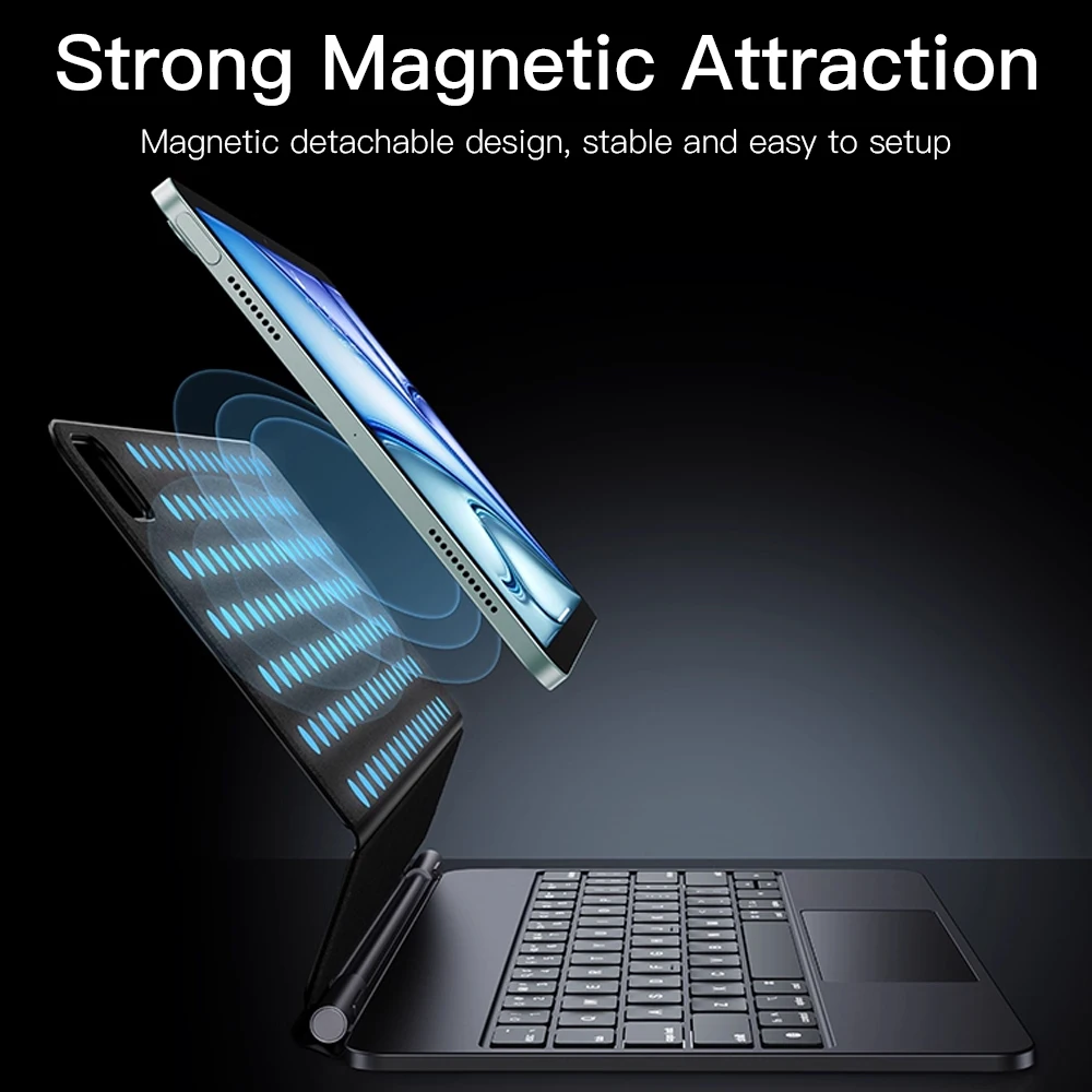 2025 Magic Backlit Keyboard For iPad A16 11th 10th Gen Pro 11 12.9 13 Air 4 5 6 Magnetic iPad Case Wireless Multi Touch Trackpad