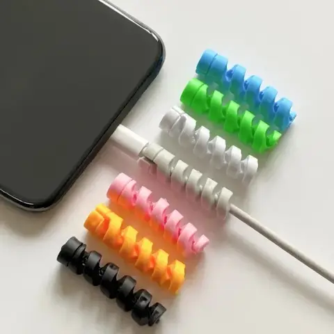 5Pcs Charging Cable Spiral Protector Mobile Phone Charging Cable Protection Case Cable Winding Accessories