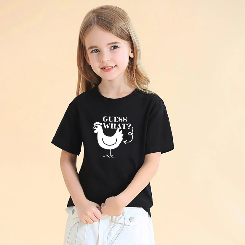 

Funny kids shirt Guess What Chicken Butt Children's cotton T-shirt Birthday Gift for toddler graphicTees Fashion Wear Tops