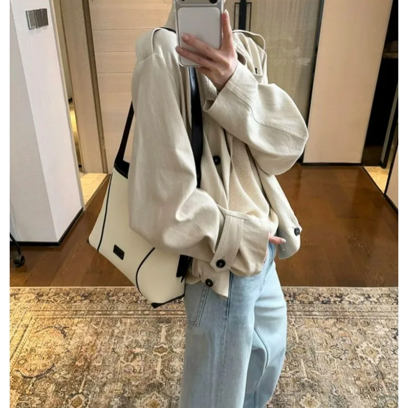 Loose and Short White Windbreaker Jacket for Women in The New Autumn Styl Retro Casual Jacket That Looks Great Petite Women Coat
