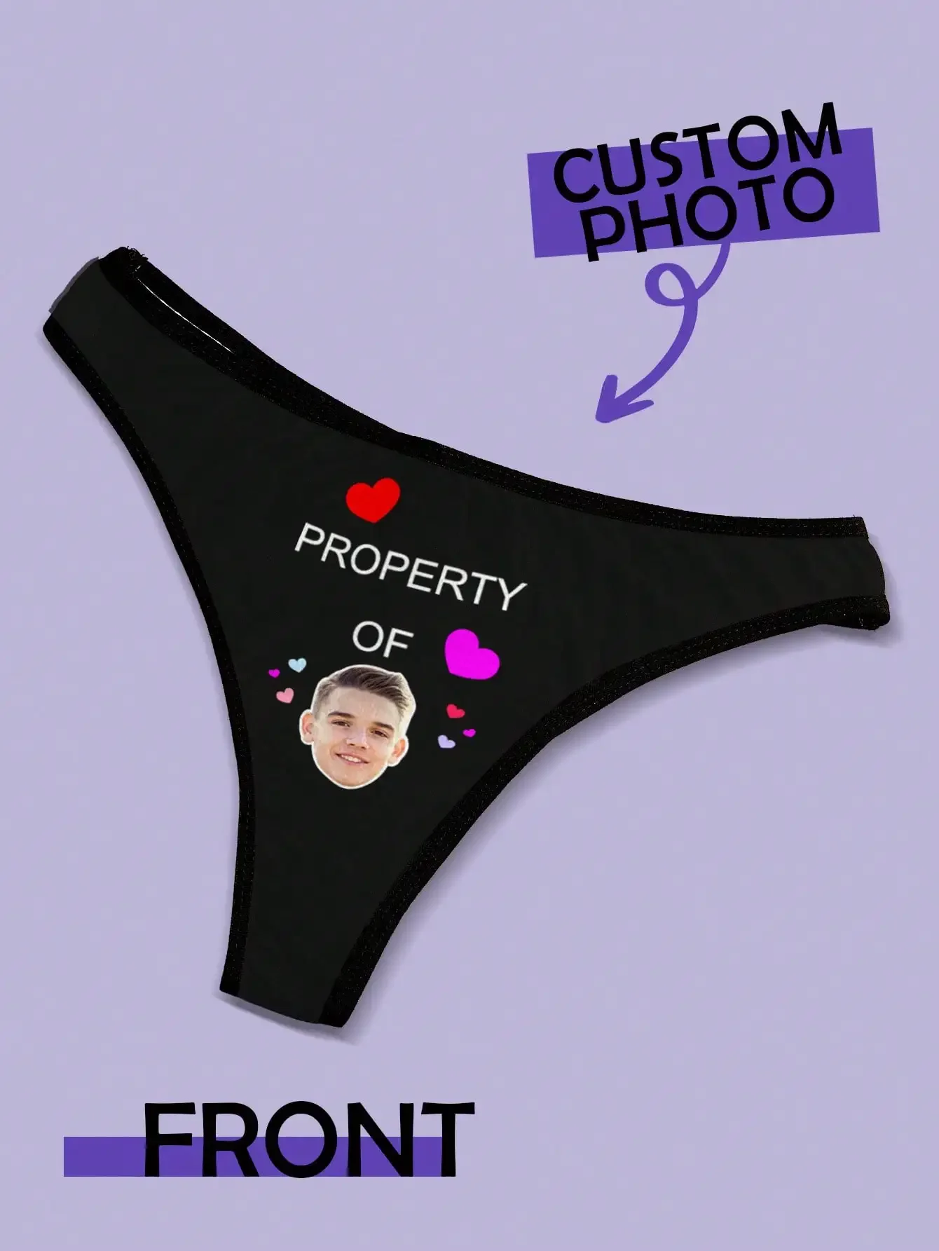 Immagine 6: Perizoma Personalizzato con Volto per Donna, Slip Personalizzati, Intimo Personalizzato con Volto, Perizoma Personalizzato per San Valentino