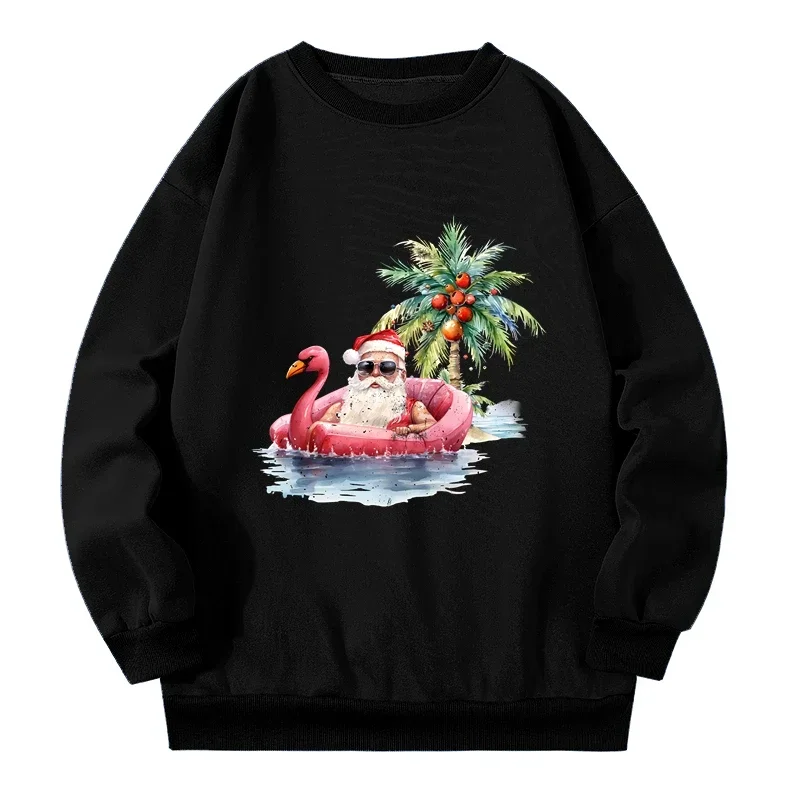 Santa Claus Pullovers Fashion Print Christmas Hot Sale Sweatshirt Autumn for Women Sunglasses Santa Funny Unisex Warm Sweatshirt