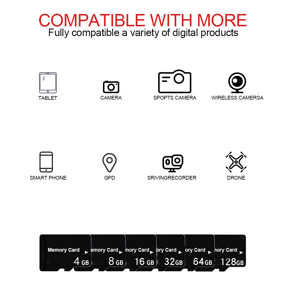 100 teile/los memoria Karte sd/tf Flash-Karte 16gb 32gb 64gb Speicher karte 4gb 8gb für Telefon/pc/Kamera exterme ultra für Geschenk – Detail 3
